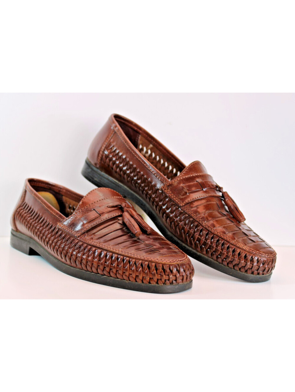 Deer Stagg Leather Slip-on Moccasin Braided Loafer w Tassles Harachi M's 9M LNC